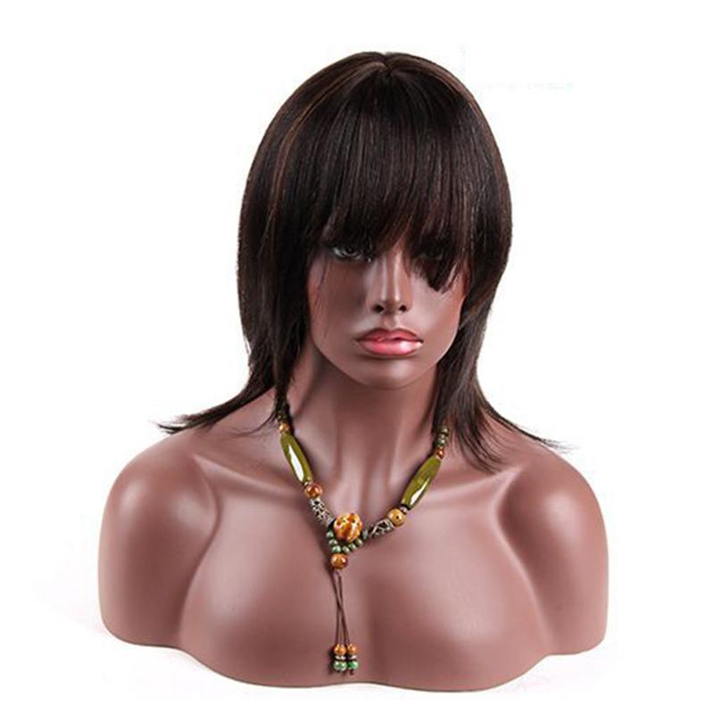 European And American Sell Hair Suit 14-inch Straight Hair Mixed Hair Wearing Women's Wig