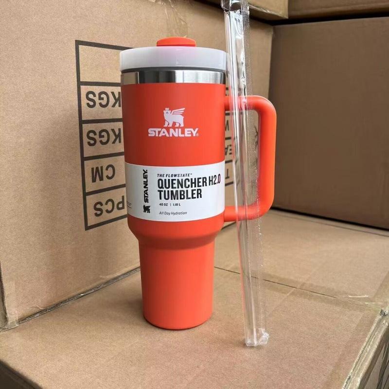 Factory Price 40 Oz Double Wall Vacuum Insulation Thermos Cup With Handle Lid Stainless Steel Car Thermos Cup Straw Coffee Cup Bottle