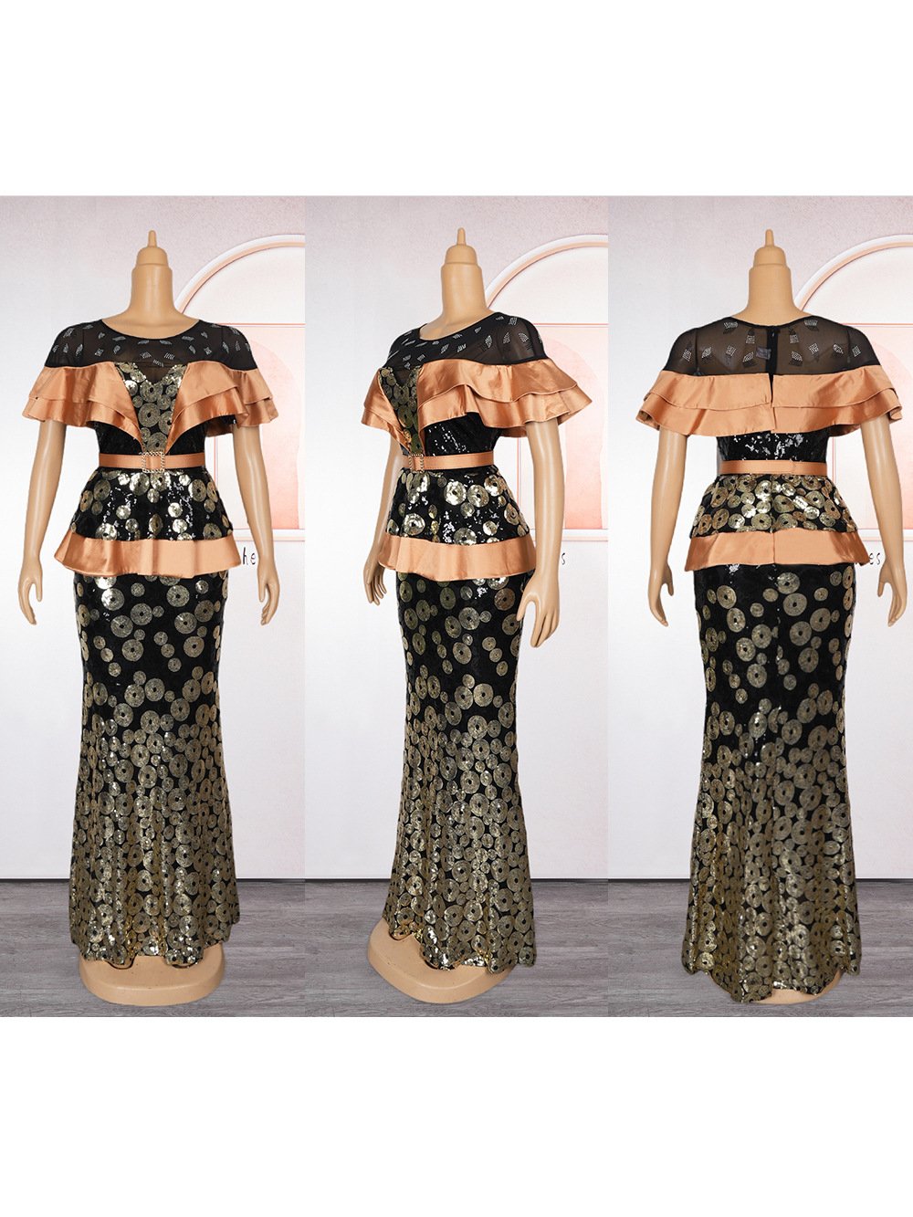 2024 New Sequins Dress European And American Cross-border Foreign Trade Best Selling African Women's Wear Plus Size Dress