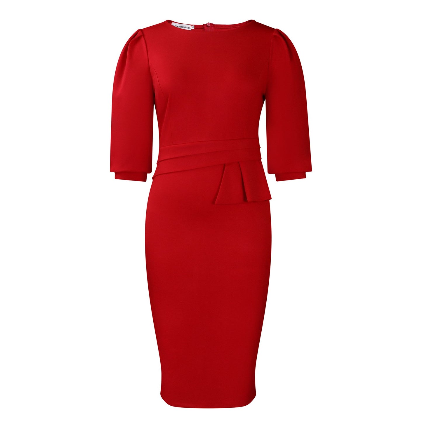 New Women's Elegant Women's O-Collar Pleated Fashion OL Tongle Pencil Skirt Office Dress