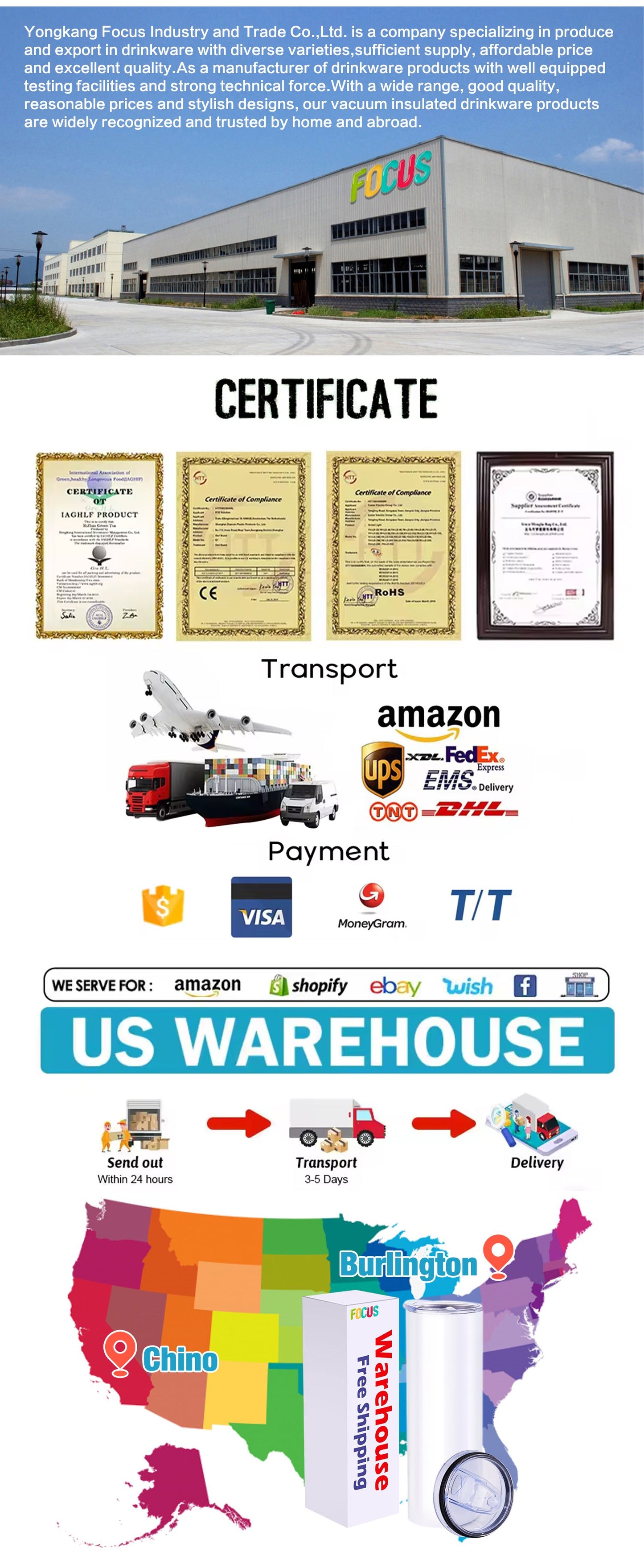 American Warehouse Car Cup Mug Stock Tumbler Sublimation Blank Stainless Steel Straight Insulated 20 Oz Tumbler With Lid And Straw