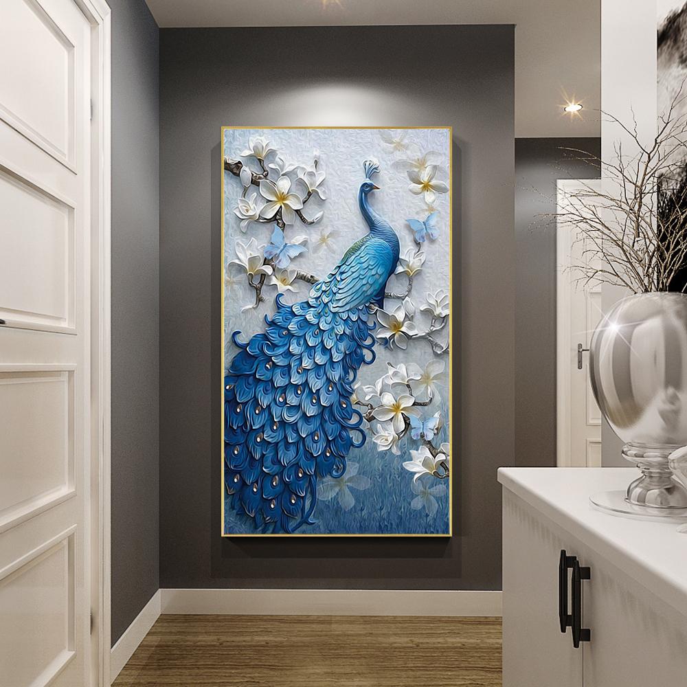 Handmade Decorative Painting Suit Custom Canvas Peacock Round 5d Crystal Diamond Painting