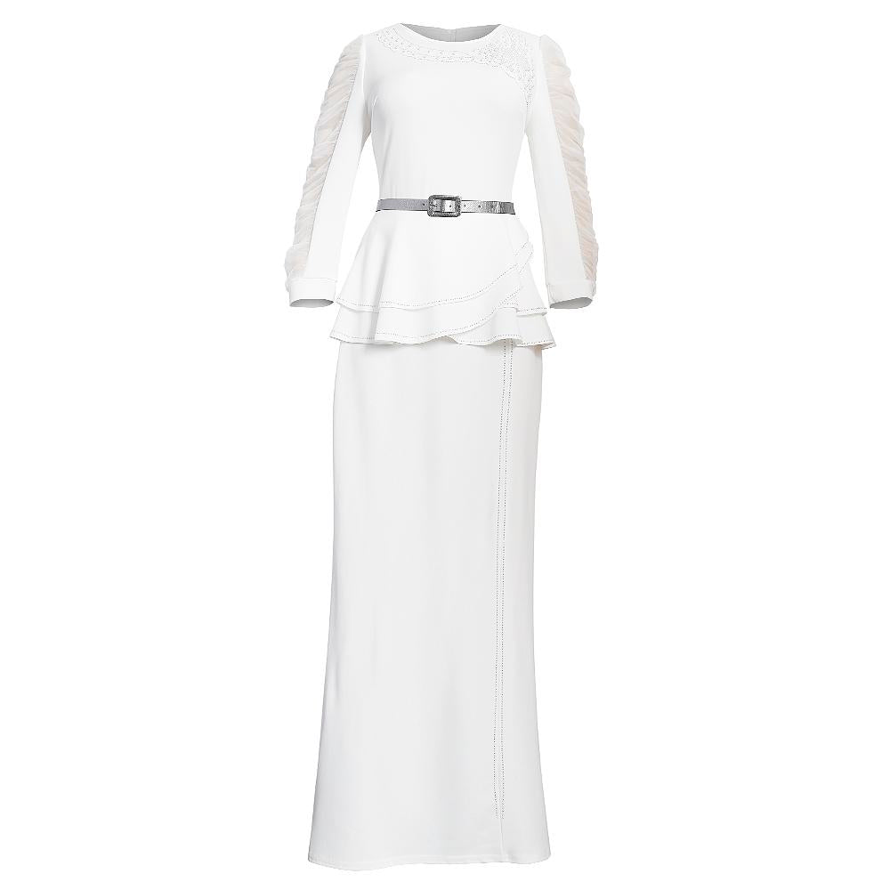 Women's African Clothing Summer Casual Wear With Belt 2-piece Set H & D Plus Size Full Standing Satin