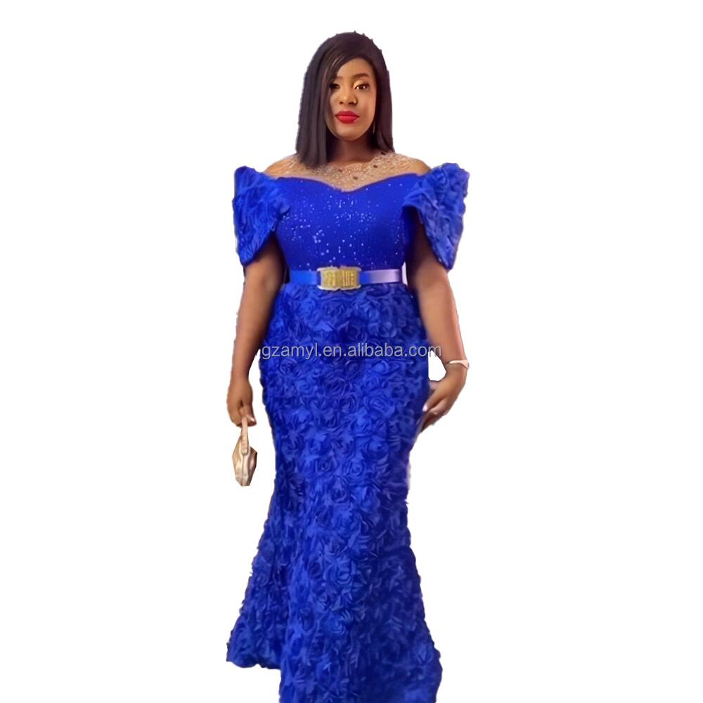New Rhinestone Sequins African Costume Church Women Women's Dress Embroidery African Design Dress Mesh Women's Dress Women's Dress