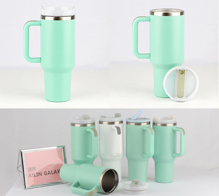 Ailingalaxy 40 Oz Travel Stainless Steel Vacuum Cup With Handle With Straw Personalized