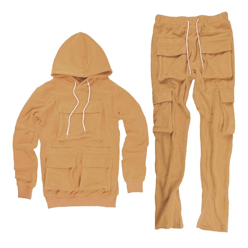Top Fashion Multi-Pocket Autumn Clothing Men's Two-Piece Suit Hoodie Suit Sportswear Jogging Clothes Men's Sportswear Street Clothing