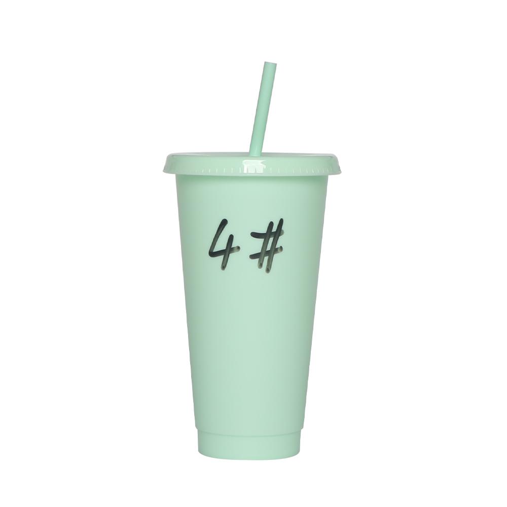Plastic Tumbler Coffee Black Reusable 24 Oz Frosted Drink Cold Cup With Lid And Straw