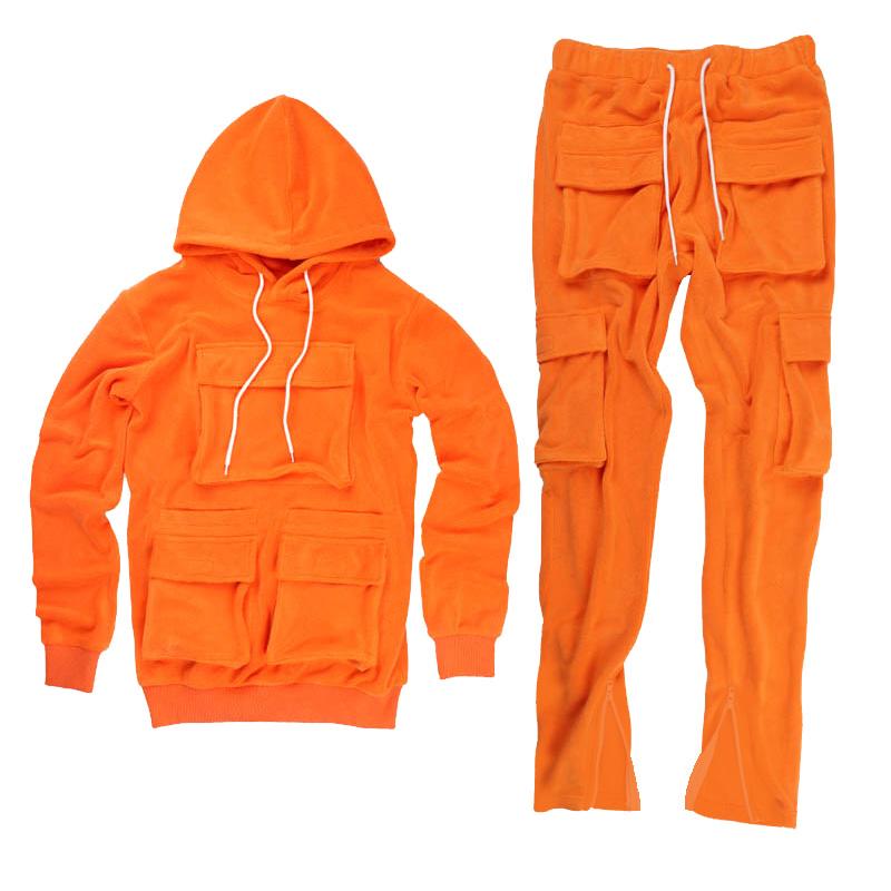 Top Fashion Multi-Pocket Autumn Clothing Men's Two-Piece Suit Hoodie Suit Sportswear Jogging Clothes Men's Sportswear Street Clothing