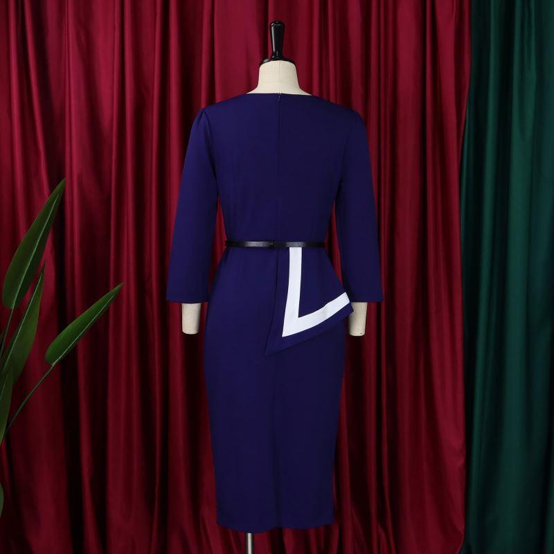 MG482 Fashion Elegant Ladies Office Dress Women Formal Work 3 Quarter Sleeve Square Collar Professional Dress Women Church Dress