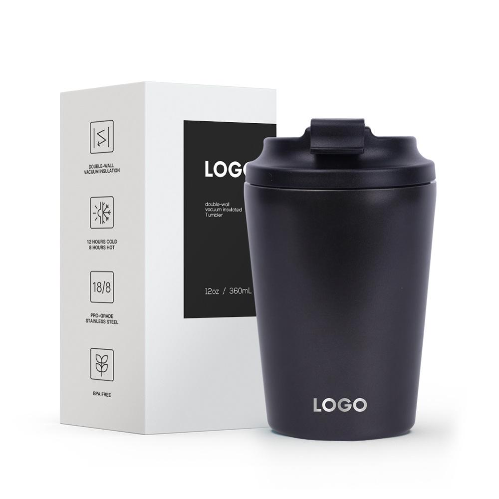 Portable 8 Oz And 12 Oz Stainless Steel Coffee Cup Double Wall Insulated Tumbler Coffee Tea Cup With Flap