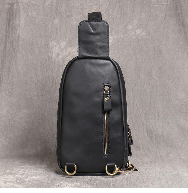 New Crazy Horse Show Leather Chest Bag Retro Genuine Leather Men's Bag Retro Casual Shoulder Bag Suitable For 7.9-inch IPad
