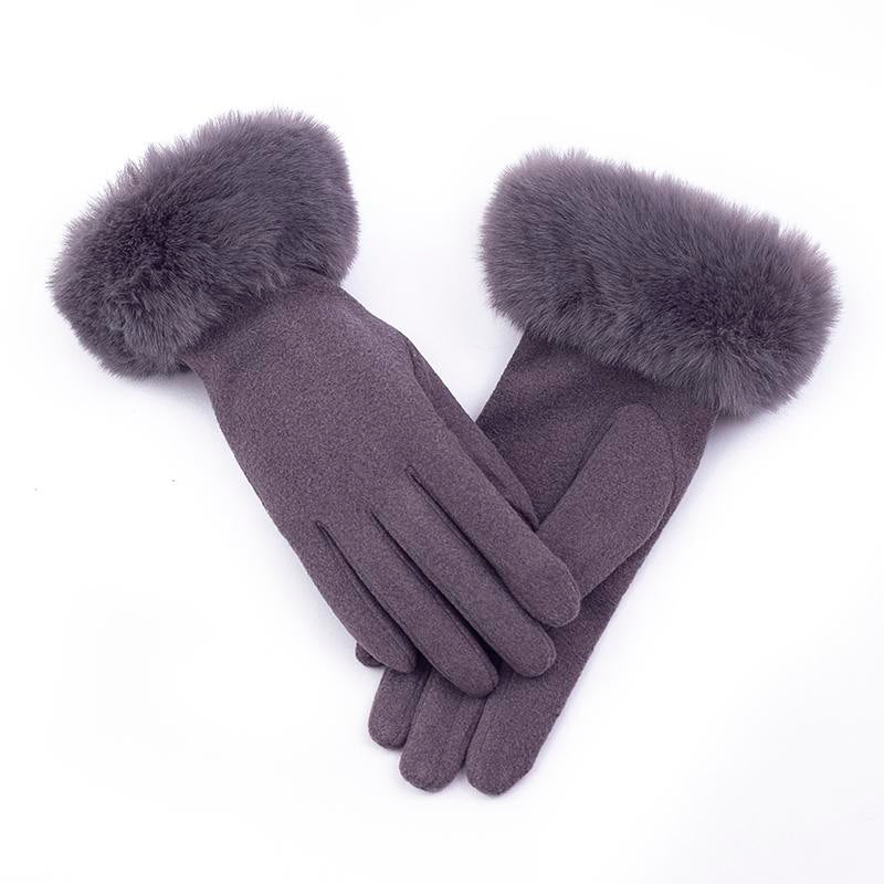 Hot Sale Winter Warm Artificial Wool Cuff Gloves Women Fashion Fleece Touch Screen Gloves