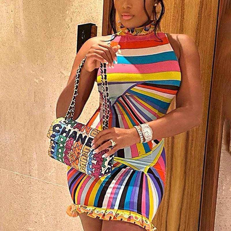 2024 Spring New Fashion Ladies Office Wear Button Waist Lantern Long Sleeve Dress Women