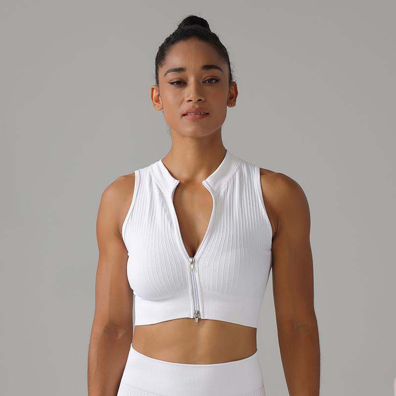 High Quality Rib Zipper 6-piece Set Active Wear Fitness Seamless Yoga Suit Sports Bra Leggings Women's Fitness Suit