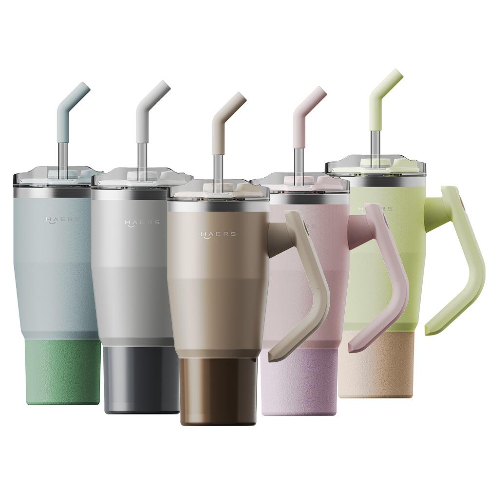 Hals Hot Sale Rotatable Handle Vacuum Metal Cold Cup Stainless Steel Travel Cup Cupping 40 Oz Thermos Cup With Lid And Straw
