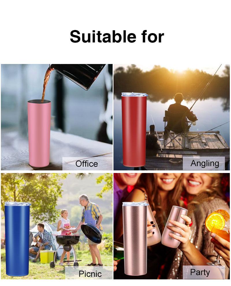 Wholesale Custom Logo 20 Oz Double Wall Stainless Steel Travel Mug Insulated Straight Thin Tumbler Cup Bulk