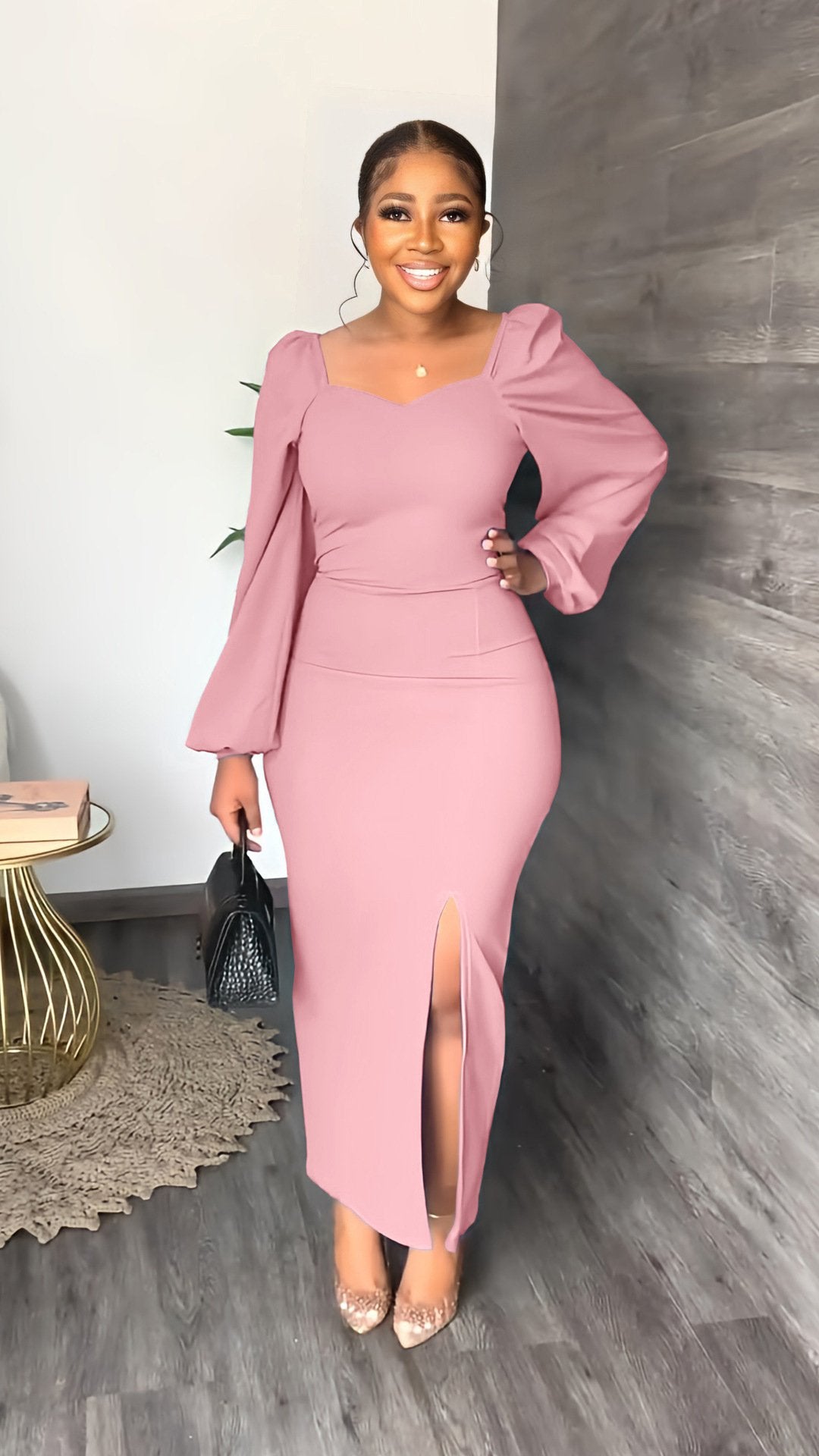 Ladies Office Dress Design Black Dress Elegant Women Split Casual Blank Wholesale Dress