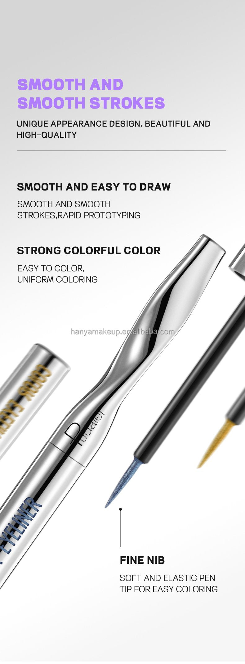 Wholesale Matte Eyeliner Lasting Waterproof Vegetarian Color Eyeliner Pencil Quick Dry Liquid Eyeliner Private Label
