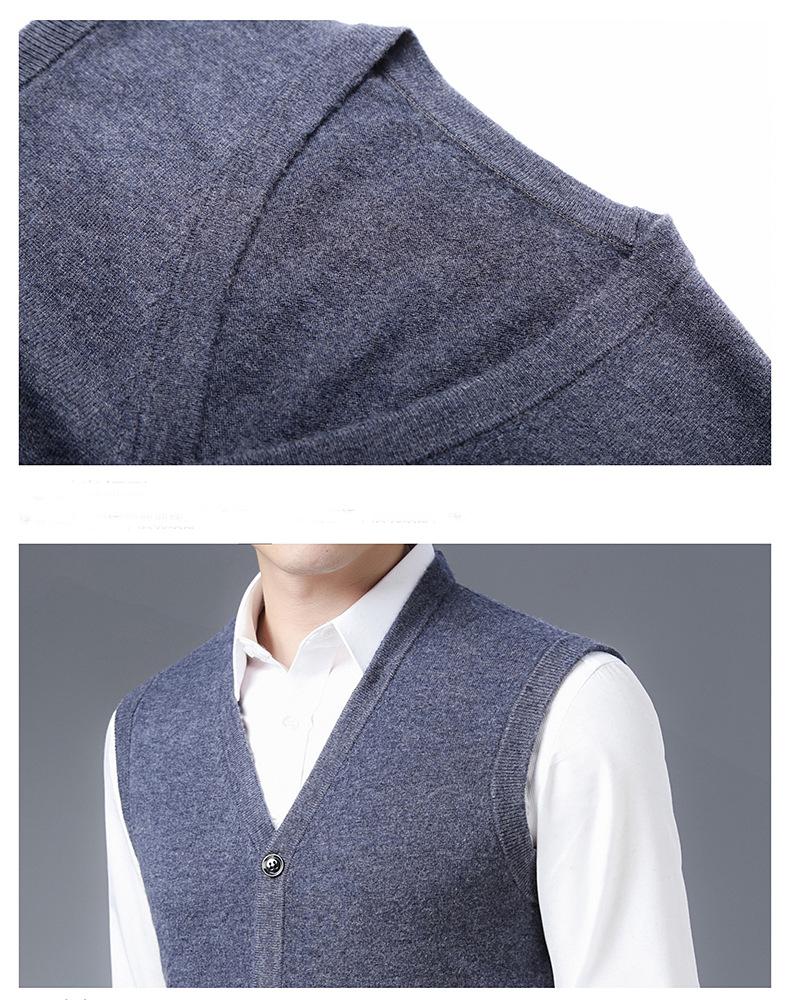 V-neck Top Sweater Business Men's Sweater Autumn And Winter Sweater Sleeveless Custom Knitted Vest Men's Sweater