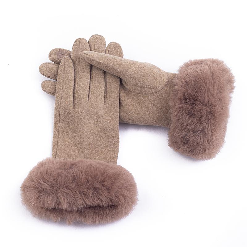 Hot Sale Winter Warm Artificial Wool Cuff Gloves Women Fashion Fleece Touch Screen Gloves