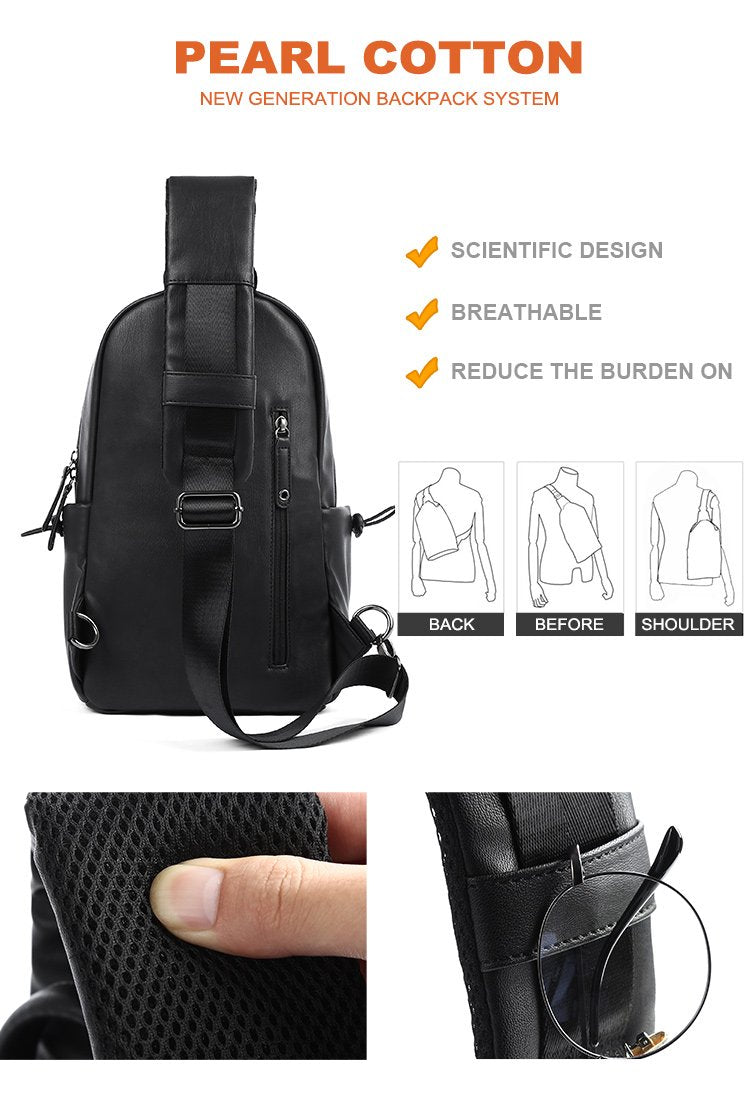 Waterproof Anti-theft PU Leather Chest Bag Men's Crossbody Bag