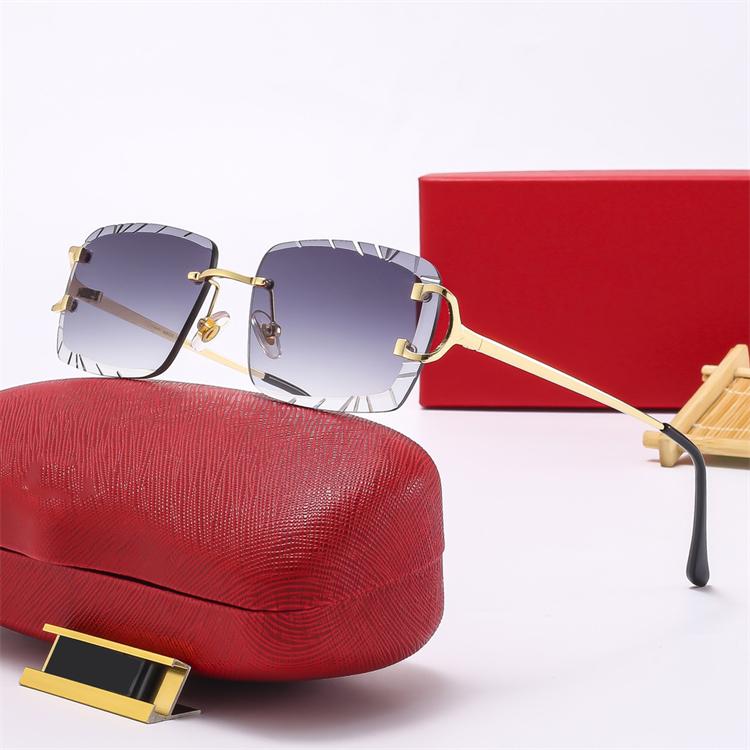 2025 Designer Cartiering Classic Frameless Sunglasses Women And Men Diamond Cut Italian Inspired Luxury Brand Sunglasses UV