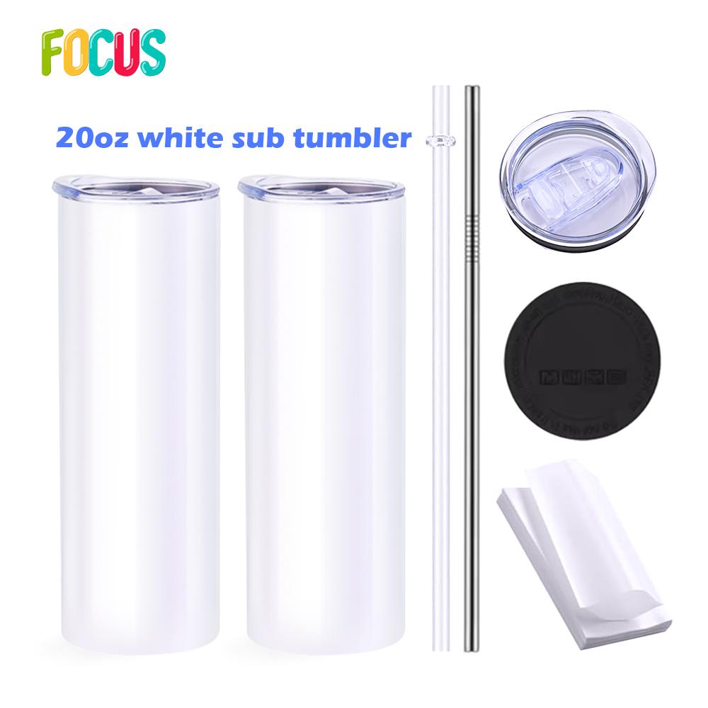 American Warehouse Car Cup Mug Stock Tumbler Sublimation Blank Stainless Steel Straight Insulated 20 Oz Tumbler With Lid And Straw