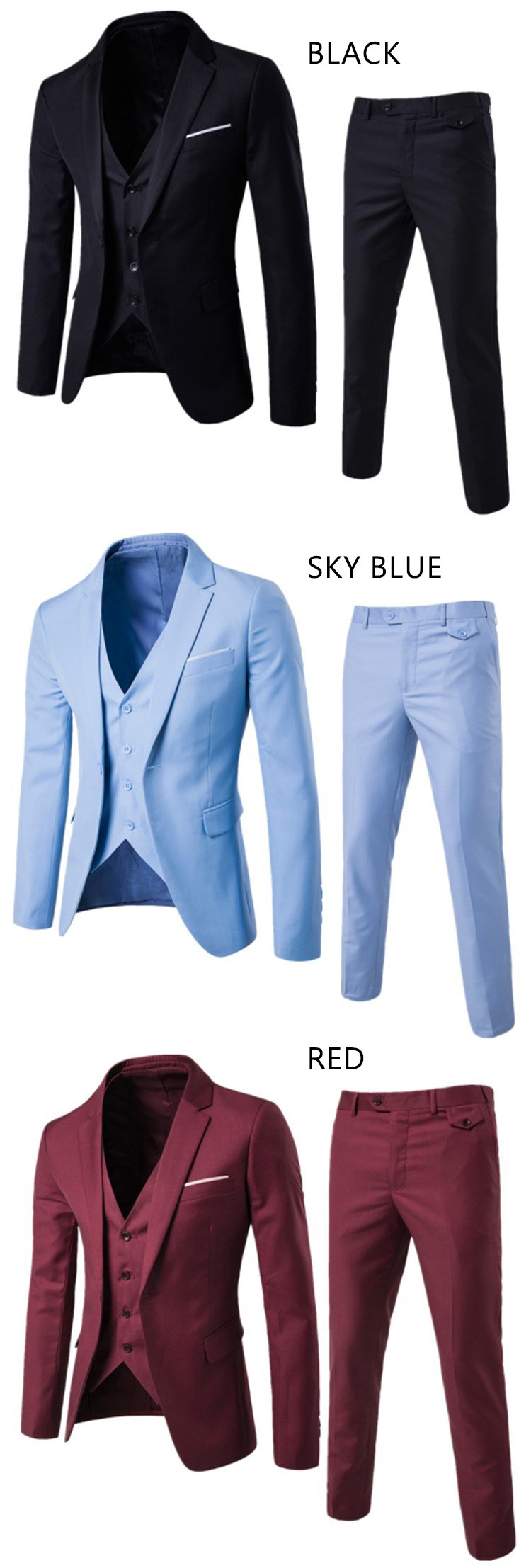 New Trendy Men's Three-Piece Jacket Vest Trousers Slim-Fit Suit Groom Best Man Wedding Dress Casual Suit Men's Suit Jacket Slim-Fit