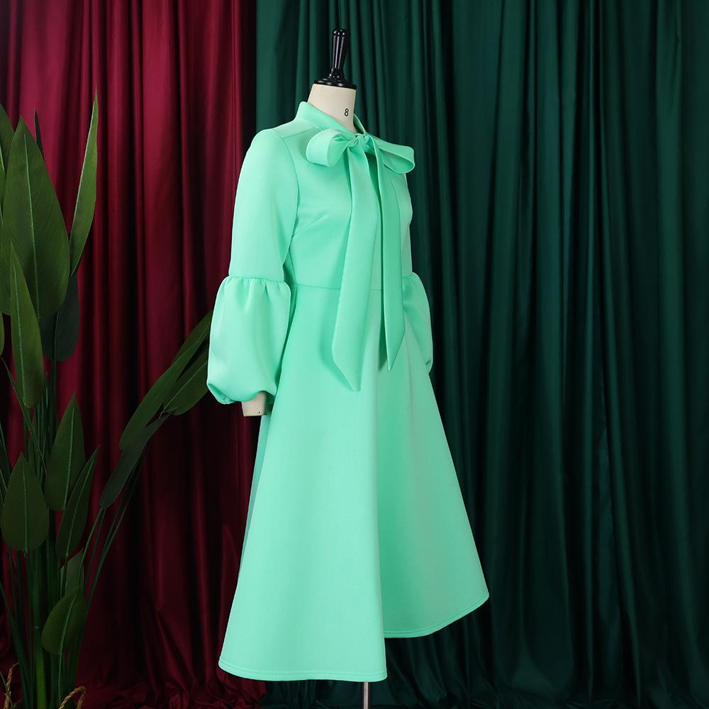 New Women's Elegant Elegant Women's Puff Cuff Large Skirt High Waist Women's Office Dress