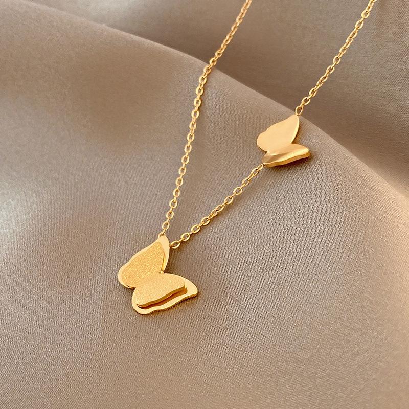 Cadena Para Mujer 18k Gold Plated Butterfly Heart Shaped Clover Custom Women's Necklace Stainless Steel Jewelry Necklace
