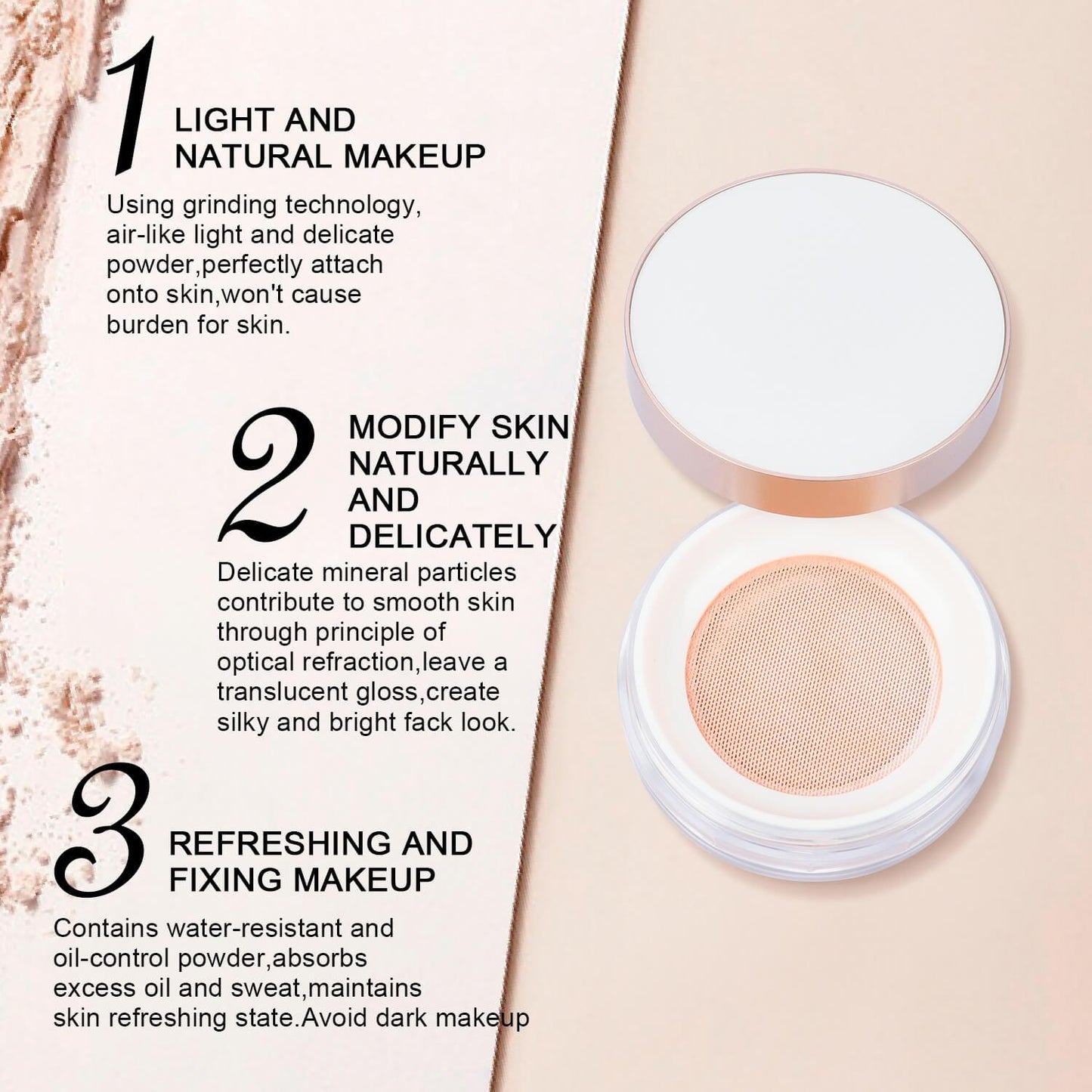 Private Label Face Makeup Waterproof Powder Translucent Powder Oil Control Vegetarian Setting Powder