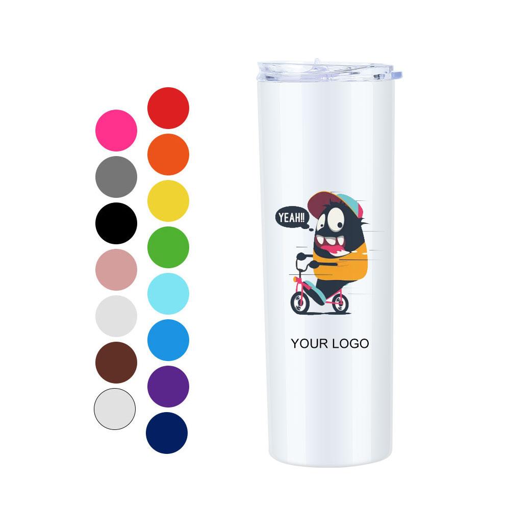 Wholesale Custom Logo 20 Oz Double Wall Stainless Steel Travel Mug Insulated Straight Thin Tumbler Cup Bulk