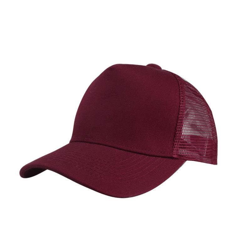 Ready To Ship High Quality Wholesale Custom Logo High Crown Snapshot Mesh Cap Curved Brim 5 Panel Cotton Canvas Trucker Cap