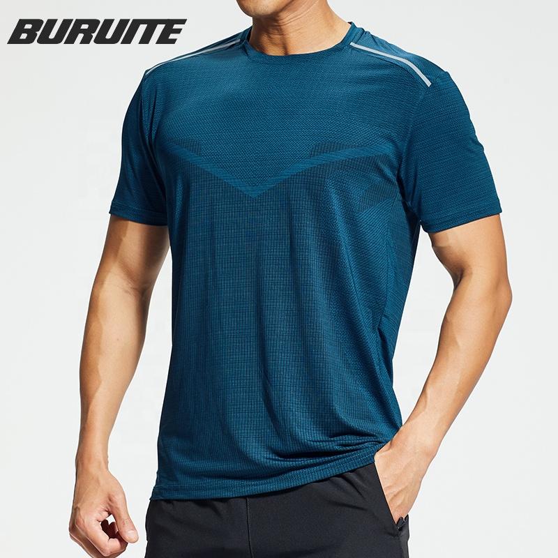 Light Fit Printed Short Sleeve High Stretch Running Top Training Gym T-shirt For Men