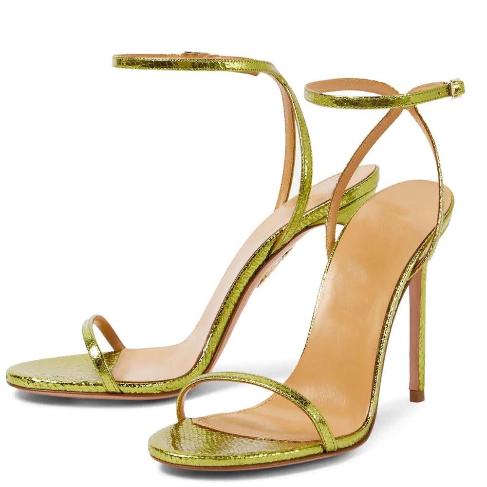 Custom Women Fashion Stiletto Pumps Ankle Buckle Sandals Open Toe High Heels Stiletto Solid Color Spring Party PU