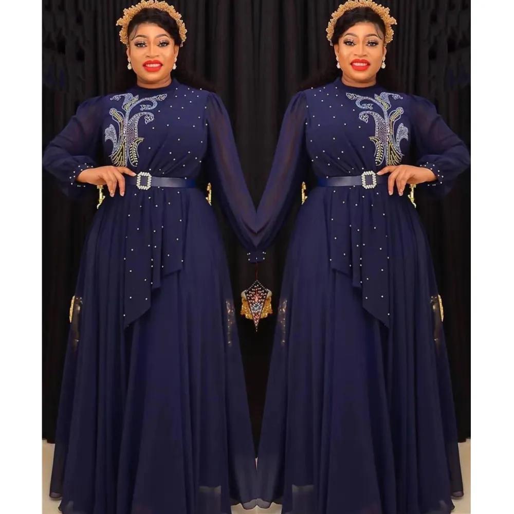 African Dress Long Dress African Costume Elegant Kaftan Muslim Chiffon Maxi Dress 2023 Plus Size Ladies Dinner