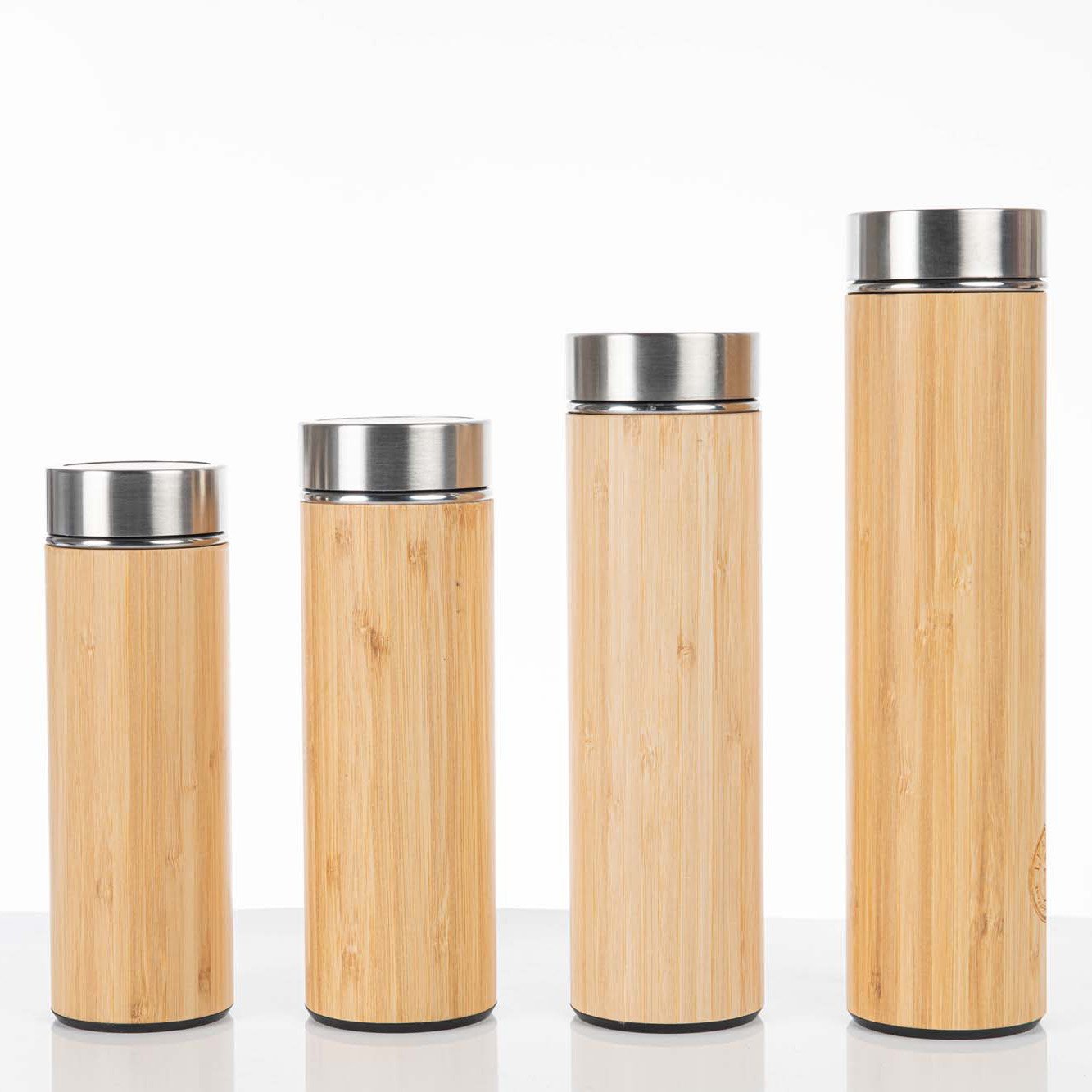 Custom Eco-friendly Double Wall Stainless Steel Bamboo Shell Coffee Cup With Lid And Handle Water Cup