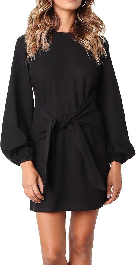 High Quality Elastic Knitted Material Lantern Sleeves Business Office New Dress Design Girls Elegant Women's Clothing