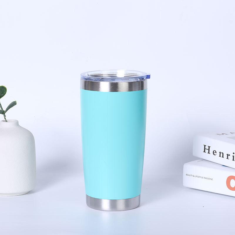 Wholesale Powder Coated Insulated Travel Coffee Cup Plain Tumbler Stainless Steel Double Wall Vacuum Cup 20 Oz Tumbler With Lid