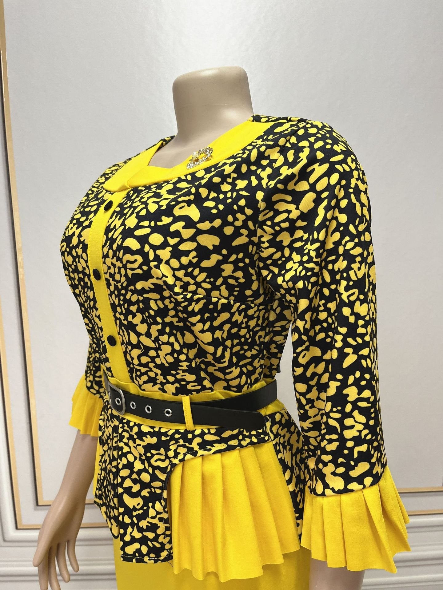 Mediocre Printed Floral OL Office Dress African New Fashion Style Super Elegant Plus Size Women's Clothing K0358
