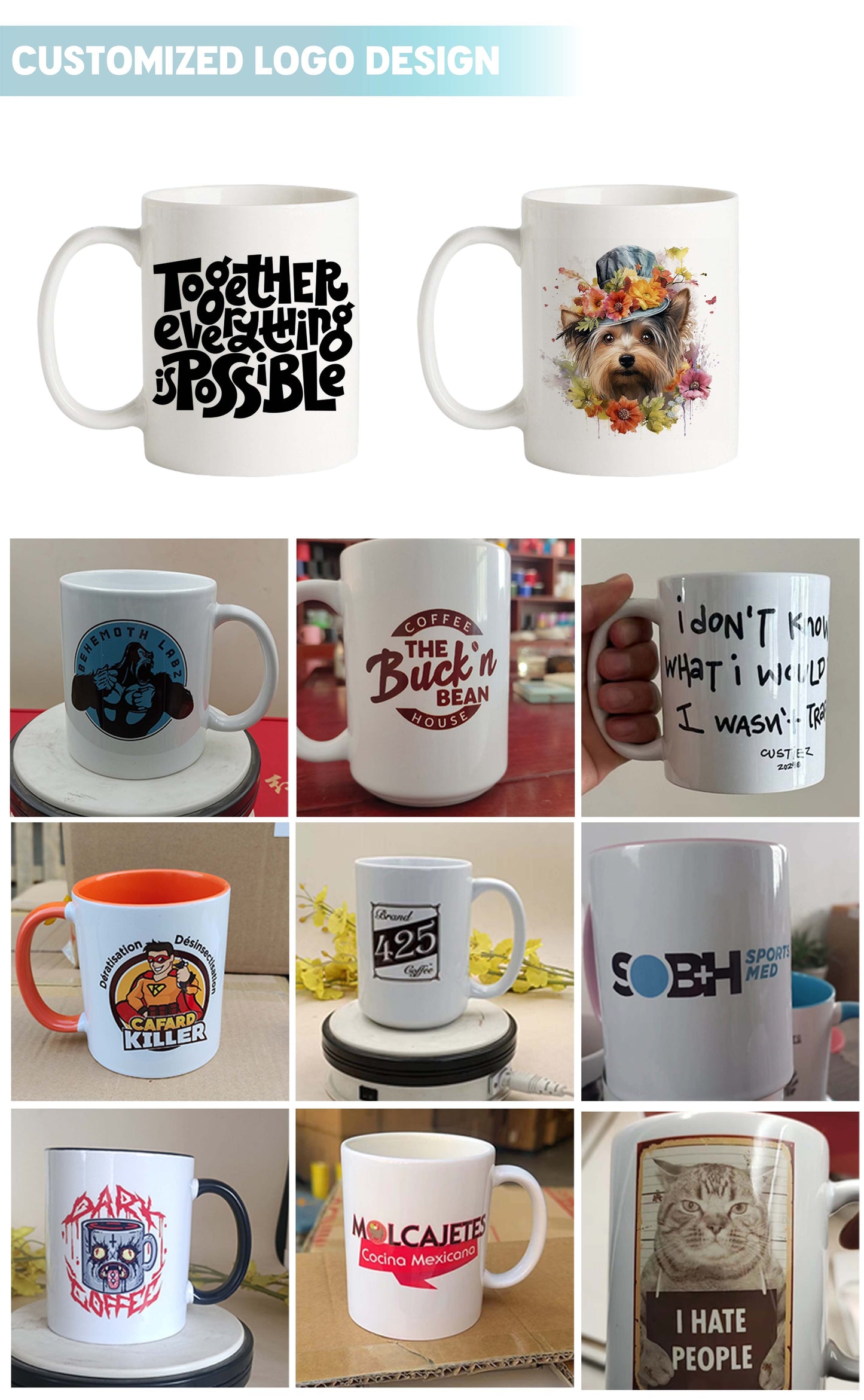 Custom Logo Hot 11 Oz 15 Oz Christmas Porcelain Plain Tea Coffee Cup White Sublimation Blank Ceramic Coffee Cup With Logo