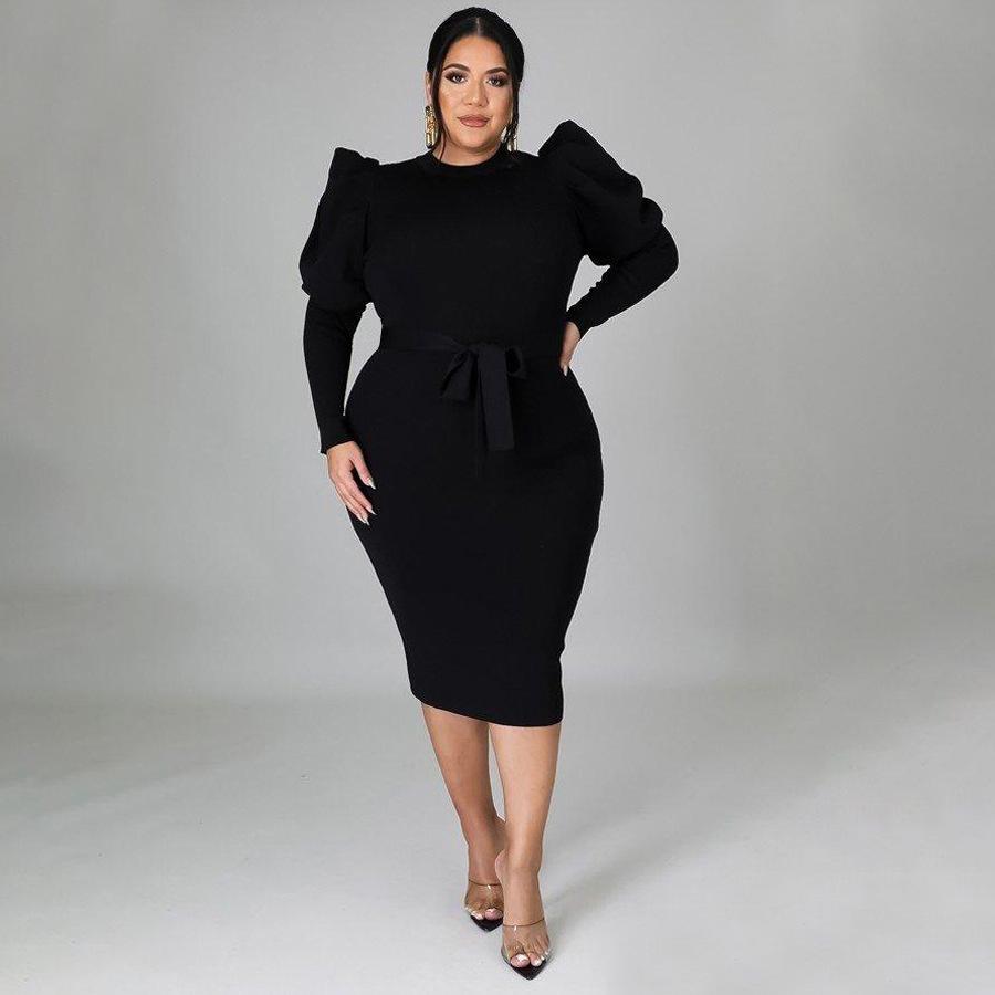 2021 Women's Long Sleeve Casual Tights Plus Size Dress Women's Clothing Plus Size Women's Dress