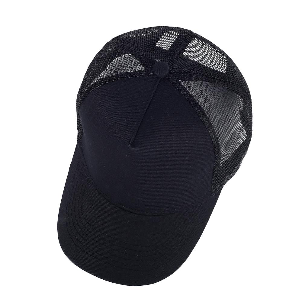 Ready To Ship High Quality Wholesale Custom Logo High Crown Snapshot Mesh Cap Curved Brim 5 Panel Cotton Canvas Trucker Cap