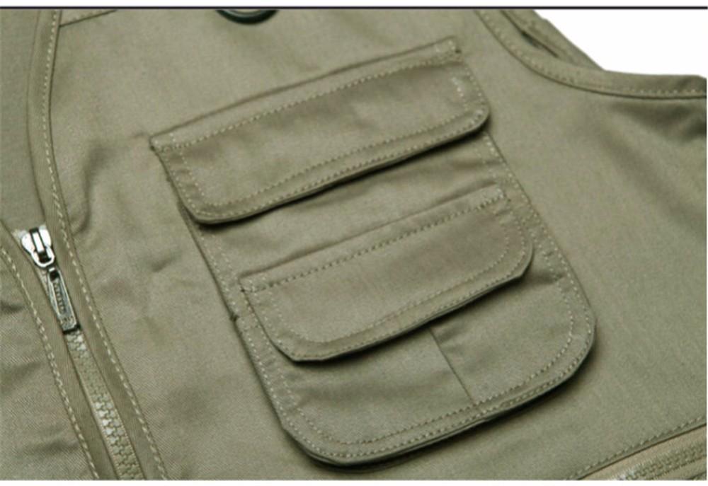 Custom Logo Reporter Travel Fishing Hunting Cotton Sleeveless Multi-Pocket Work Vest Men's Active Wear Outdoor Vest