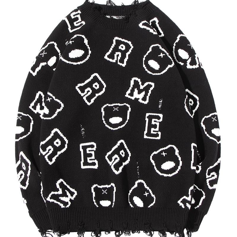Nanteng Custom Logo Low Minimum Order Quantity Autumn And Winter Warm Printed Jacquard Sweater Round Neck Sweater Men's Pullover