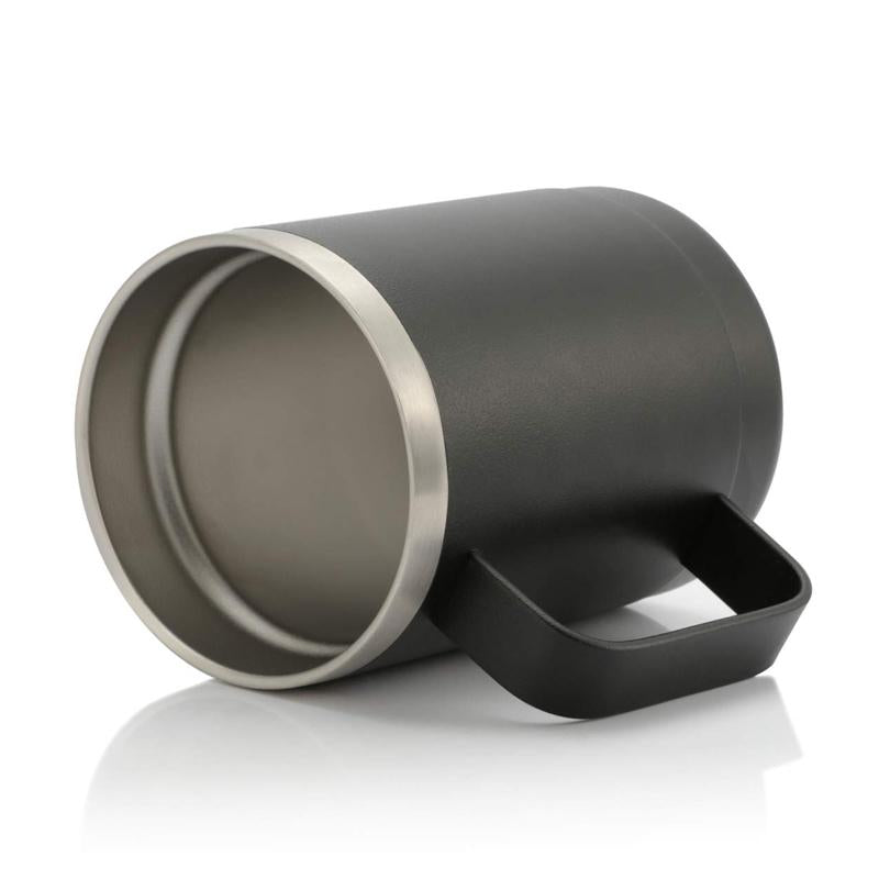 Custom Logo 12 Oz 14 Oz Powder Coated Insulated Stainless Steel Coffee Cup Handle Double Wall Vacuum Insulated Coffee Cup With Lid