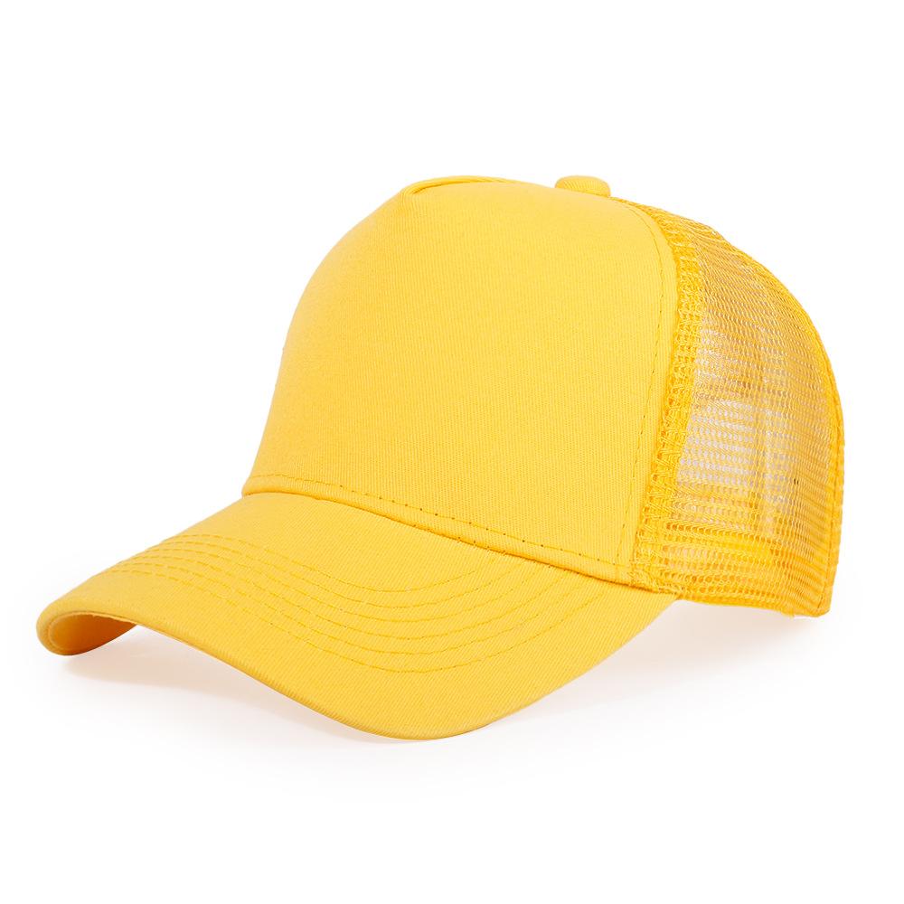 Ready To Ship High Quality Wholesale Custom Logo High Crown Snapshot Mesh Cap Curved Brim 5 Panel Cotton Canvas Trucker Cap