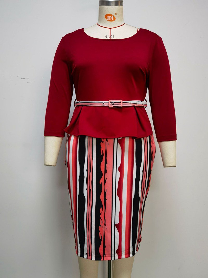 Plus Size 6XL Women African Turkey Women Office Belt Long Sleeve Dress Women Elegant Office Dress Belt Belt