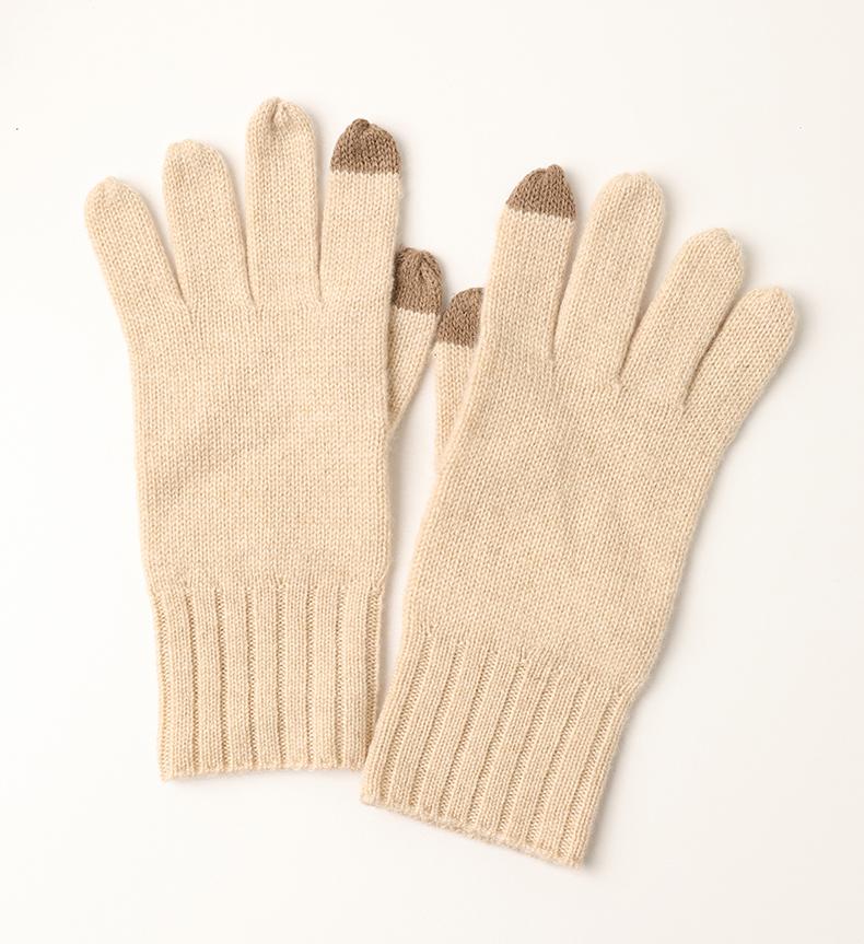Custom Knitted Cashmere Gloves Factory Wholesale Winter Plain Touch Screen Warm Men's Full Finger Gloves
