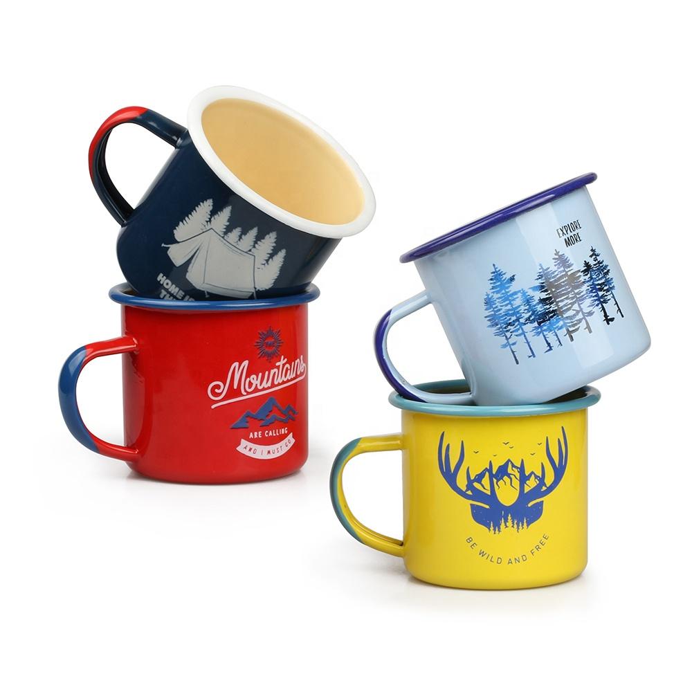 Food Grade Color Enamel Cup Metal Enamel Coffee Cup Outdoor Camping Hiking Backpack